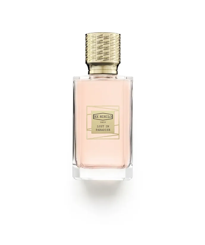 Flacon rose pâle et doré de Lust in Paradise par Ex Nihilo