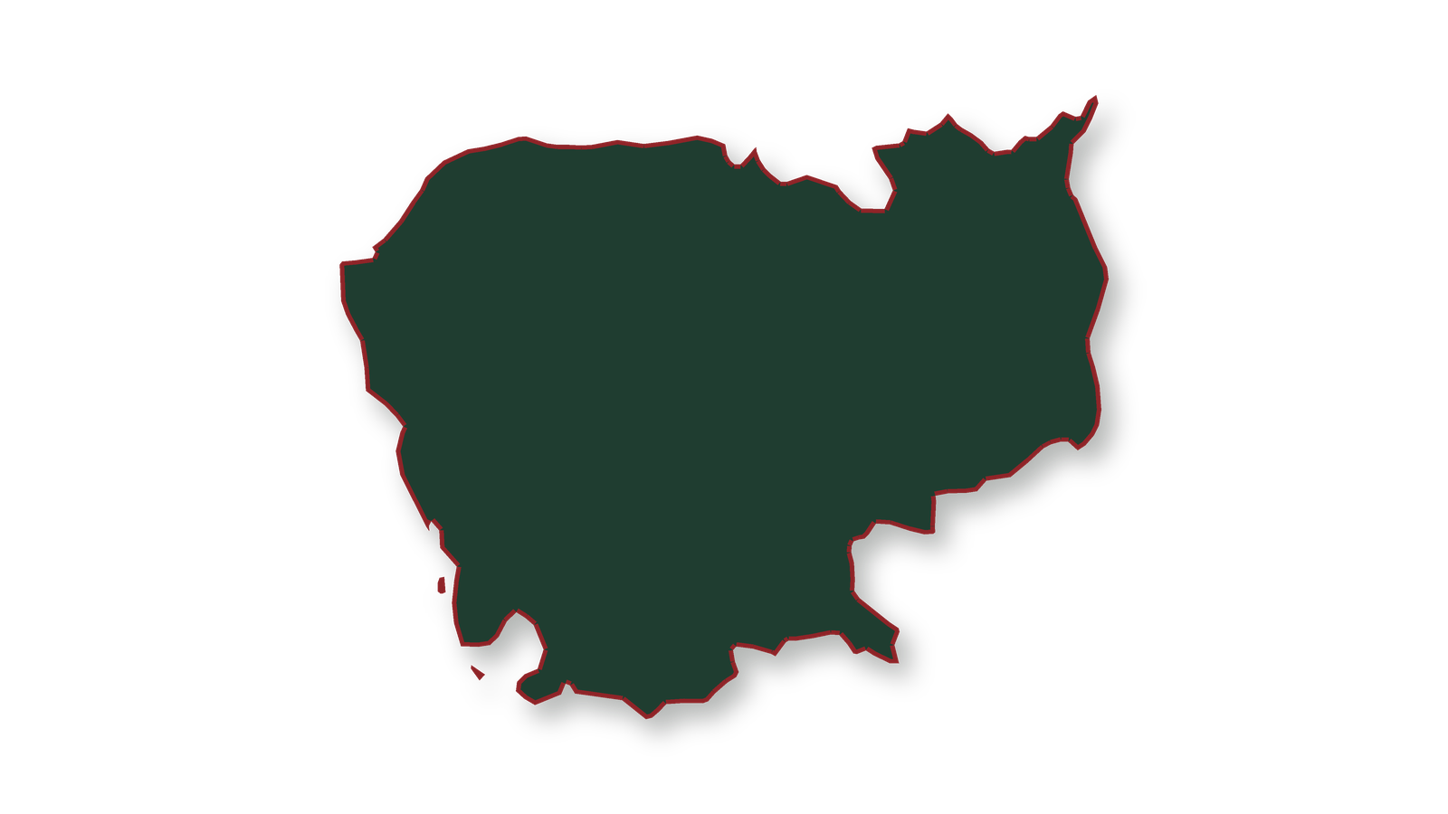 Silhouette cartographique détourée du Cambodge