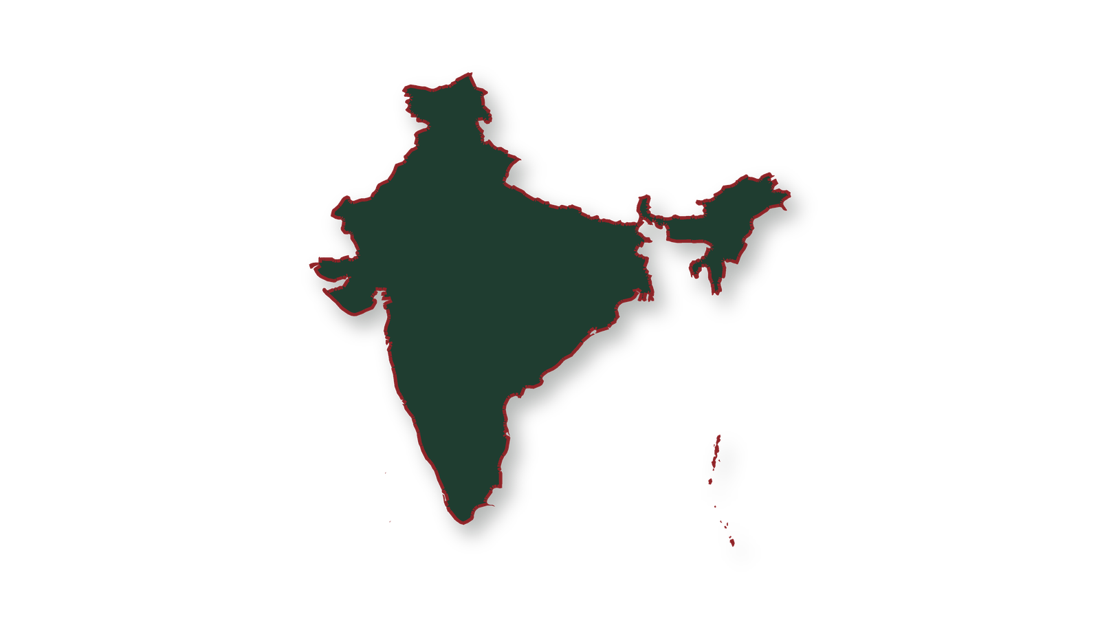 Silhouette cartographique détourée de l’Inde et l’Assam