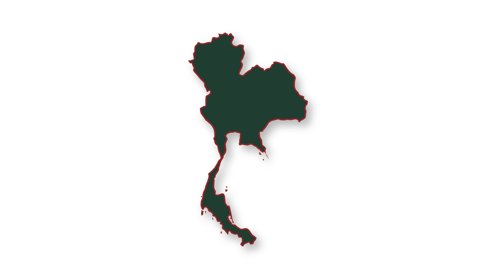 Silhouette cartographique détourée de la Thaïlande