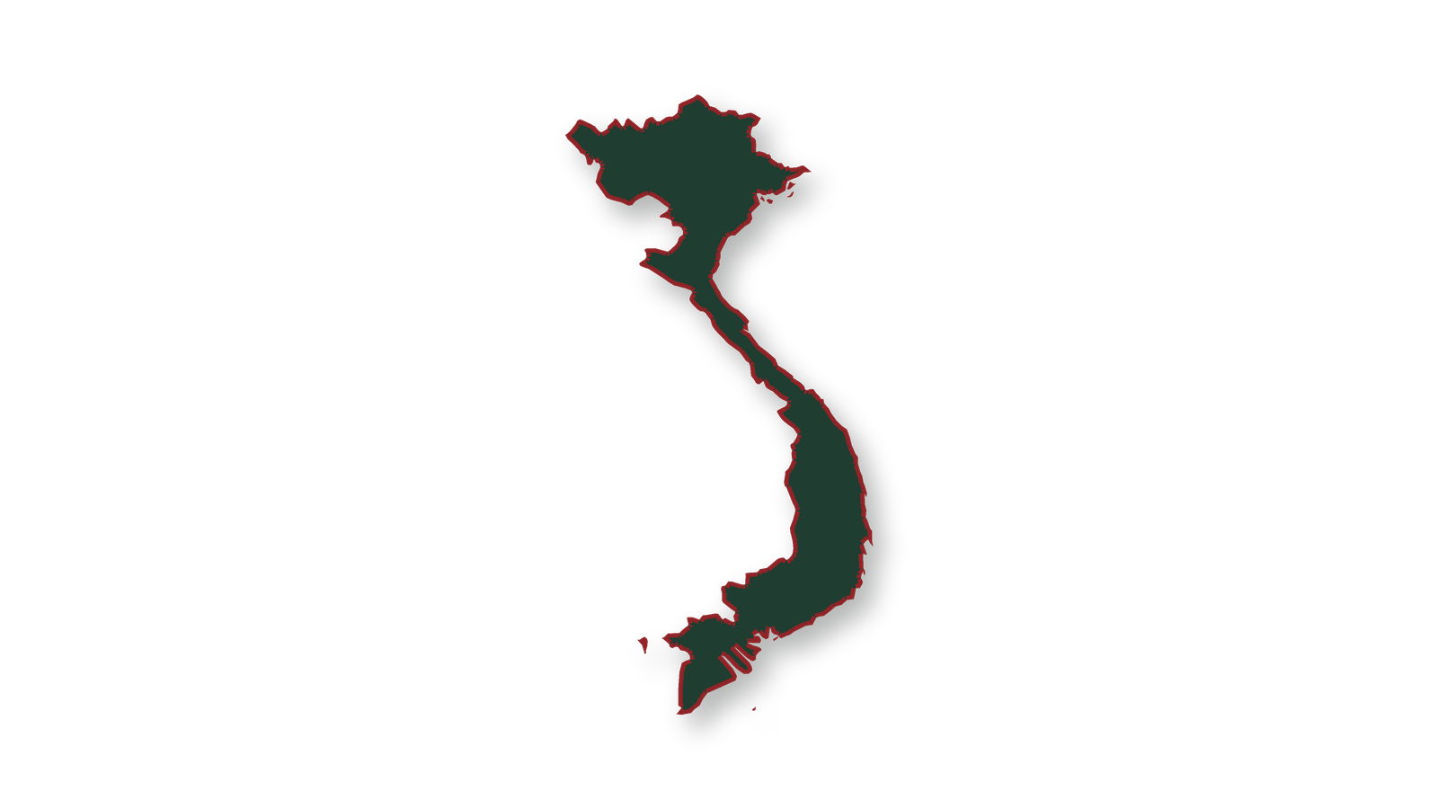 Silhouette cartographique détourée du Vietnam